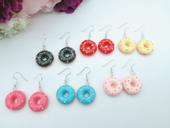 Donut Ohrringe bunte Glasur